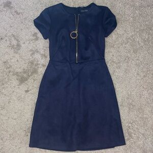 Navy blue faux suede Calvin Klein dress